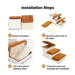 YangYan Pet Dog Stairs Foldable Pet Steps 3-Step Storage Style Pet Stair Indoor Pet Ramp Ladder For Puppies Dog Bed Stairs Storage Case (Color : Yellow) -Dog Supplies Store 41wuRpyERBL