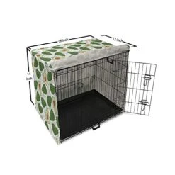 Ambesonne Food Dog Crate Cover, Assortment Of Exotic Shapes Illustration Sketched HDrawn Vanished Colors Print, Easy To Use Pet Kennel Cover For Small Dogs Puppies Kittens, 18 Inch, Pale Green Umber -Dog Supplies Store 41xFBk6ScrL