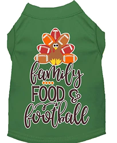 Family, Food, And Football Screen Print Dog Shirt Green XXL 1 Family, Food, And Football Screen Print Dog Shirt Green XXL