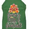 Family, Food, And Football Screen Print Dog Shirt Green XXXL