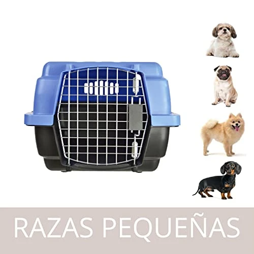 PACK LEADER Duna Travel Carrier Cage For Dogs Girls Or Cats Rigid Material Portable With Metal Grate | Size 57 X 39 X 31 Cm | Small Dog | Includes A Food Plate | Blue 2 PACK LEADER Duna Travel Carrier Cage For Dogs Girls Or Cats Rigid Material Portable With Metal Grate | Size 57 X 39 X 31 Cm | Small Dog | Includes A Food Plate | Blue - Image 2