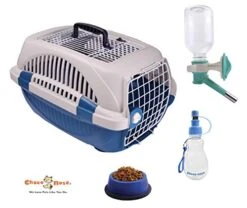 Choco Nose Travel Kennel Set - Durable Top Load Pet Carrier/Crate For Animals Under 12 Lb, Small Dogs/Puppy/Cat/Rabbit- Includes Patented No Drip Water Bottle, Portable Water Bottle + Food Bowl, Blue 11 Choco Nose Travel Kennel Set - Durable Top Load Pet Carrier/Crate For Animals Under 12 Lb, Small Dogs/Puppy/Cat/Rabbit- Includes Patented No Drip Water Bottle, Portable Water Bottle + Food Bowl, Blue -Dog Supplies Store 41xve1lBdlL