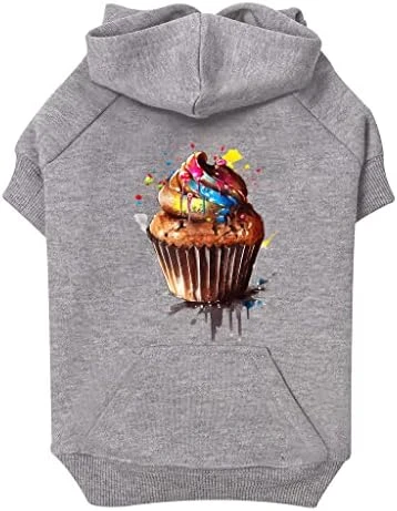 GENERIC Cupcake Dog Hoodie With Pocket - Food Dog Coat - Printed Dog Clothing - Gray, L 12 GENERIC Cupcake Dog Hoodie With Pocket - Food Dog Coat - Printed Dog Clothing - Gray, L - Image 12