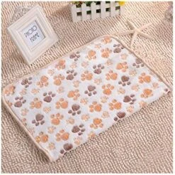 YangYan Cute Warm Pet Bed Mat Cover Small Medium Large Towl Paw Handcrafted Print Cat Dog Fleece Soft Blanket Puppy Winter Pet Supplies (Color : Brown, Size : 60 X 40 Cm) -Dog Supplies Store 510mouN6HKL. AC