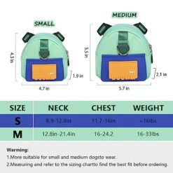 DoggieKit Dog Backpack Harness With Leash,Cute Pet Puppy Backpacks Bulid-in Dog Poop Bag Dispenser,Adjustable Pets Self Carrier Bag For Small Medium Dogs Travel Hiking Daily Walking(M, Green) -Dog Supplies Store 510xB2WeFPL