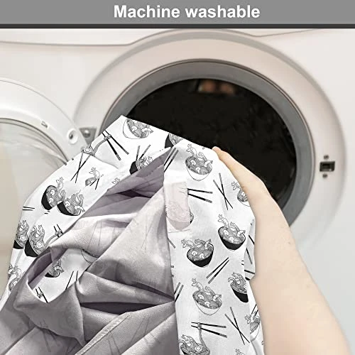 Lunarable Food Dog Crate Cover, Monochrome Traditional Cuisine Noodle Dish In Bowl With Chopsticks, Easy To Use Pet Kennel Cover For Small Dogs Puppies Kittens, 22 Inch, Charcoal Grey And White 2 Lunarable Food Dog Crate Cover, Monochrome Traditional Cuisine Noodle Dish In Bowl With Chopsticks, Easy To Use Pet Kennel Cover For Small Dogs Puppies Kittens, 22 Inch, Charcoal Grey And White - Image 2