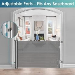 Baby Gate With Cat Door Walk Through 55" Wide Retractable Baby Gates Indoor Retractable Dog Gate Outdoor Pet Gate With Cat Door Gates For Pets Cat Gate For Doorway Dog Gates For The House, Gray -Dog Supplies Store 511SnlDdMbL