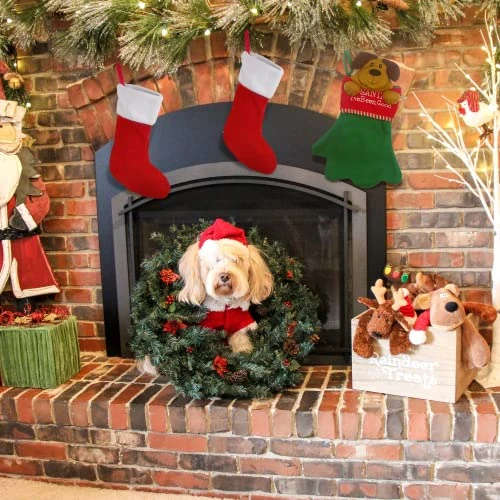 Jumbo Red And Green Felt Christmas Stocking For Dogs, Santa I've Been Good, Cute Funny Xmas Decorations For Fireplaces, Mantels, Walls, And More, 17 Inches 2 Jumbo Red And Green Felt Christmas Stocking For Dogs, Santa I've Been Good, Cute Funny Xmas Decorations For Fireplaces, Mantels, Walls, And More, 17 Inches - Image 2