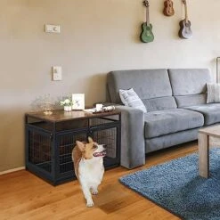 Dog Crate Furniture, End Table, Modern Dog Kennel For Medium Dogs Indoor Up To 70 Lb, Dog Kennels With 3 Doors Indoor, Decorative Mesh Pet Crate End Table Rustic Brown 9 Dog Crate Furniture, End Table, Modern Dog Kennel For Medium Dogs Indoor Up To 70 Lb, Dog Kennels With 3 Doors Indoor, Decorative Mesh Pet Crate End Table Rustic Brown -Dog Supplies Store 512XO8AzOtL