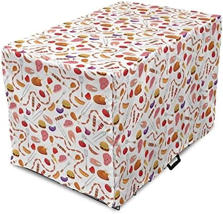 Lunarable BBQ Party Dog Crate Cover, Grilling Themed Food Elements Hamburger Hotdog Steak And Sausage Pattern Cooking, Easy To Use Pet Kennel Cover For Small Dogs Puppies Kittens, 48 Inch, Multicolor 8 Lunarable BBQ Party Dog Crate Cover, Grilling Themed Food Elements Hamburger Hotdog Steak And Sausage Pattern Cooking, Easy To Use Pet Kennel Cover For Small Dogs Puppies Kittens, 48 Inch, Multicolor - Image 8