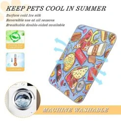 Kigai Delicious Food Dog Cooling Mat Reusable Breathable Pet Mat Washable Dog Crate Pad For Small Medium Large Dogs & Cats 11 Kigai Delicious Food Dog Cooling Mat Reusable Breathable Pet Mat Washable Dog Crate Pad For Small Medium Large Dogs & Cats -Dog Supplies Store 513Kt1l6WoL