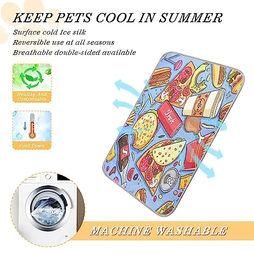 Kigai Delicious Food Dog Cooling Mat Reusable Breathable Pet Mat Washable Dog Crate Pad For Small Medium Large Dogs & Cats 4 Kigai Delicious Food Dog Cooling Mat Reusable Breathable Pet Mat Washable Dog Crate Pad For Small Medium Large Dogs & Cats - Image 4