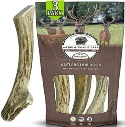 WhiteTail Naturals | 3 Pack Medium | Deer Antler Dog Chews | All Natural Organic Antlers For Dogs | Long Lasting Antler Bones For Dogs | Durable Antler Dog Toy -Dog Supplies Store 5149e tQTuL. AC