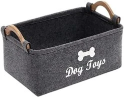 Morezi Felt Pet Toy Box And Dog Toy Box Storage Basket Chest Organizer - Perfect For Organizing Pet Toys, Blankets, Leashes And Food - Dog Toy - Dark Grey -Dog Supplies Store 514QC23G4L. AC