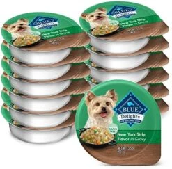 Blue Buffalo Delights Natural Adult Small Breed Wet Dog Food Cup, Prime Rib Flavor In Hearty Gravy 3.5-oz (Pack Of 12) -Dog Supplies Store 514Th15fioL. AC