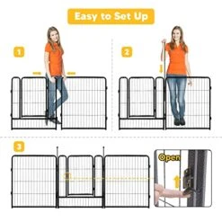 TMEE Dog Playpens 8/16 Panels Dog Pen Outdoor Indoor Dog Fence Exercise Pen 24 Inch Height Pet Play Yard Gate With Doors For Small Dogs/Puppies, Pet Playpen For RV, Camping, Yard, 8 Pcs -Dog Supplies Store 514cgPrQK0L