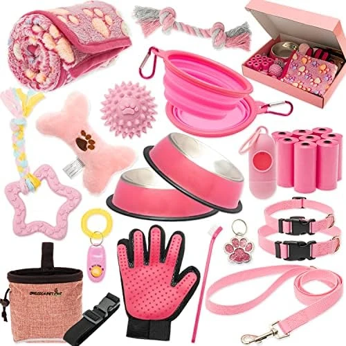 Puppy Starter Kit For Small Dog - 26 Pcs Dog Toys, Collar, Leash, Puppy Training Cilcker, Treat Bag, Poop Waste Bag With Dispenser, Blanket, Grooming Glove, Food Bowls, Toothbrush, ID Tag, Etc 7 Puppy Starter Kit For Small Dog - 26 Pcs Dog Toys, Collar, Leash, Puppy Training Cilcker, Treat Bag, Poop Waste Bag With Dispenser, Blanket, Grooming Glove, Food Bowls, Toothbrush, ID Tag, Etc - Image 7