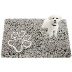 Dog Mat For Floor,Grey 20x31Inch Muddy Mats For Dogs,Pet Dog Feeding Mat Rug For Food And Water,Dries Quickly, Machine Washable -Dog Supplies Store 5154Usq4eJL