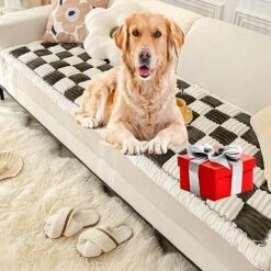 Funnyfuzzy Cream-Coloured Large Plaid Square Pet Mat Bed Couch Cover,Funny Fuzzy Square Pet Mat Bed Couch Cover,Large Plaid Square Pet Mat Bed Couch Cover For Couch Or Floor (1,70x150cm) -Dog Supplies Store 5154hzbBXL. AC 1
