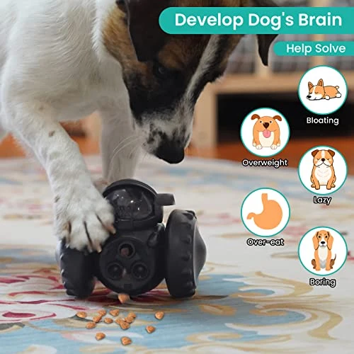 Dog Puzzle Toys, Interactive Treat Toy Food Dispenser, JOSMAX Robot Wheel Slow Feeder Toys For Smart Dogs To Keep Them Busy, Enrichment Toys For IQ Training Mind Improvement - Black 2 Dog Puzzle Toys, Interactive Treat Toy Food Dispenser, JOSMAX Robot Wheel Slow Feeder Toys For Smart Dogs To Keep Them Busy, Enrichment Toys For IQ Training Mind Improvement - Black - Image 2