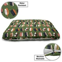 Ambesonne Sushi Pet Bed, Seafood Themed Traditional Sushi Rolls Consisting Of Rice Raw Fish Veggies In Seaweed, Chew Resistant Pad For Dogs And Cats Cushion With Removable Cover, 24" X 39", Multicolor 5 Ambesonne Sushi Pet Bed, Seafood Themed Traditional Sushi Rolls Consisting Of Rice Raw Fish Veggies In Seaweed, Chew Resistant Pad For Dogs And Cats Cushion With Removable Cover, 24" X 39", Multicolor -Dog Supplies Store 5169VizqleL
