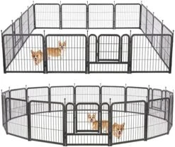 TMEE Dog Playpens 8/16 Panels Dog Pen Outdoor Indoor Dog Fence Exercise Pen 24 Inch Height Pet Play Yard Gate With Doors For Small Dogs/Puppies, Pet Playpen For RV, Camping, Yard, 8 Pcs -Dog Supplies Store 516DbxcE0BL. AC