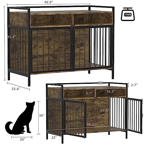 GGUL Furniture Dog Crate Large Dog, Heavy Duty Dog Cages For Medium/Small Dogs Indoor, Super Sturdy Large Dog Kennel With Storage And Anti-Chew 41 Inch 1 GGUL Furniture Dog Crate Large Dog, Heavy Duty Dog Cages For Medium/Small Dogs Indoor, Super Sturdy Large Dog Kennel With Storage And Anti-Chew 41 Inch