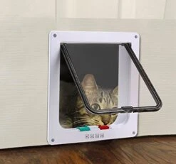 XIAOYU Interior 4 Ways Locking Cat Dog Door & Flaps, Brown, Large -Dog Supplies Store 51793LPZi2L