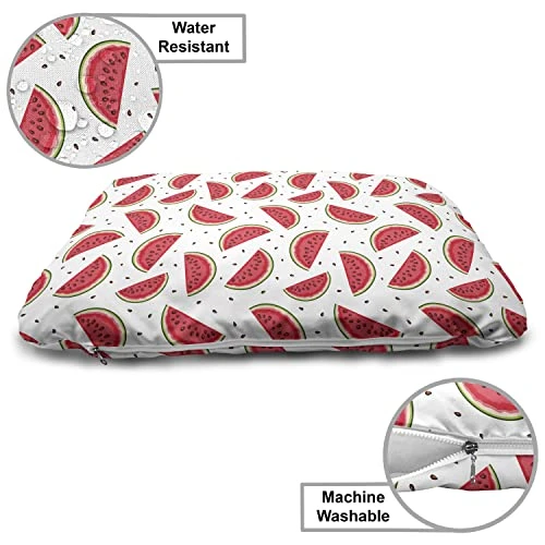 Lunarable Watermelon Wooden Dog House, Watermelon Slices With Agriculture Themed Organic Food Illustration, Outdoor & Indoor Portable Dog Kennel With Pillow And Cover, X-Large, Dark Coral Green 4 Lunarable Watermelon Wooden Dog House, Watermelon Slices With Agriculture Themed Organic Food Illustration, Outdoor & Indoor Portable Dog Kennel With Pillow And Cover, X-Large, Dark Coral Green - Image 4