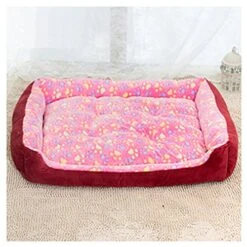 Warm Corduroy Padded Dog Bed Waterproof Washable Pet House Mat Perros Soft Sofa Kennel Dogs Cats House For Large Dogs Pink S 45x30cm