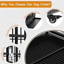Tuanlove 48" Dog Crate Heavy Duty Indestructible Dog Crate, High Anxiety Dog Crate With Lockable Wheels Double Doors & Locks Design, Removable Tray Design, Upgraded (Silver) 14 Tuanlove 48" Dog Crate Heavy Duty Indestructible Dog Crate, High Anxiety Dog Crate With Lockable Wheels Double Doors & Locks Design, Removable Tray Design, Upgraded (Silver) -Dog Supplies Store 518i9Ik0D1L