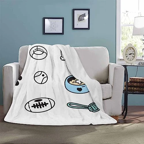 InterestPrint Bed Blankets Dog Paw Bone Food Bowl Ball Toy Throw Blanket For Couch Durable Blanket Warm Blanket For Everyone 70"(W) X 80"(L) 2 InterestPrint Bed Blankets Dog Paw Bone Food Bowl Ball Toy Throw Blanket For Couch Durable Blanket Warm Blanket For Everyone 70"(W) X 80"(L) - Image 2