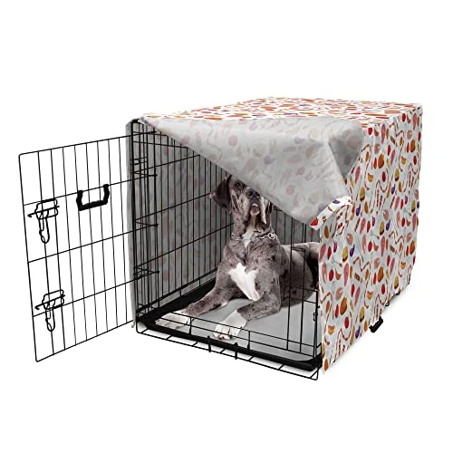 Lunarable BBQ Party Dog Crate Cover, Grilling Themed Food Elements Hamburger Hotdog Steak And Sausage Pattern Cooking, Easy To Use Pet Kennel Cover For Small Dogs Puppies Kittens, 48 Inch, Multicolor 5 Lunarable BBQ Party Dog Crate Cover, Grilling Themed Food Elements Hamburger Hotdog Steak And Sausage Pattern Cooking, Easy To Use Pet Kennel Cover For Small Dogs Puppies Kittens, 48 Inch, Multicolor - Image 5