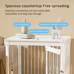 GENERIC Pet Crate Furniture For Small Dogs- Furniture Dog Crate Wooden Dog Crate Dog Crate Terminal Table - Coffee Table Dog Crate With Tray, Universal Wheels (M(28''L X 22''W X 24''H),White) -Dog Supplies Store 519DtdQefJL