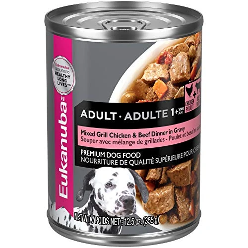Eukanuba Mixed Grilled Chicken & Beef Dinner In Gravy Adult Wet Dog Food, (12) 12.5 Oz Cans 1 Eukanuba Mixed Grilled Chicken & Beef Dinner In Gravy Adult Wet Dog Food, (12) 12.5 Oz Cans