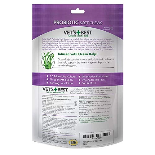 Vet's Best Probiotic Soft Chews Dog Supplements | Supports Dog Digestive Health | Promotes A Healthy Gut | 30 Day Supply 1 Vet's Best Probiotic Soft Chews Dog Supplements | Supports Dog Digestive Health | Promotes A Healthy Gut | 30 Day Supply