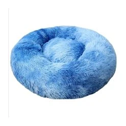 YangYan Round Washable Long Plush Dog Kennel New Super Soft Dog Mat Dog Basket Pet Bed Cat House Velvet Mats Sofa For Dog (Color : Sky Blue, Size : 40cm) -Dog Supplies Store 519OGoxPIpL