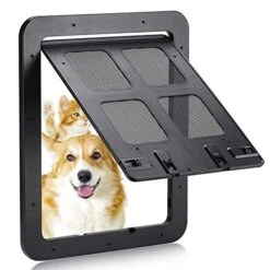 Dog Screen Door For Sliding Screen Door - Dog Door For Screen Door With Automatic Magnetic Closure - Pet Screen Door For Dogs And Cats (Black Large)