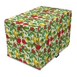Lunarable Fruit Dog Crate Cover, Repetitive Pattern Of Pear And Apple Branches With Leaves Blooming Organic Foods, Easy To Use Pet Kennel Cover For Small Dogs Puppies Kittens, 18 Inch, Multicolor