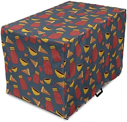 Lunarable Food Art Dog Crate Cover, Autumn Cozy Cartoon Sketchy Pattern Of Pie Bottle Jar And Hearts, Easy To Use Pet Kennel Cover For Small Dogs Puppies Kittens, 48 Inch, Slate Blue And Dark Pink 14 Lunarable Food Art Dog Crate Cover, Autumn Cozy Cartoon Sketchy Pattern Of Pie Bottle Jar And Hearts, Easy To Use Pet Kennel Cover For Small Dogs Puppies Kittens, 48 Inch, Slate Blue And Dark Pink - Image 14