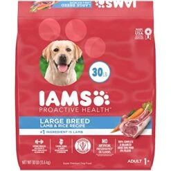 IAMS Large Breed Adult Dry Dog Food Lamb & Rice Recipe, 30 Lb. Bag