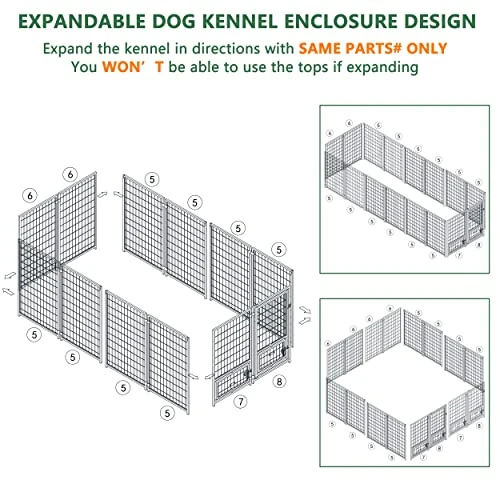 VEIKOU Dog Kennel Outdoor, 8' X 6' X 4' Dog Kennel Large, Dog Kennel W/Rotate Feeding Doors, Upgraded Canopy Dog Kennel For Yard W/Powder Coated Steel Frame 6 VEIKOU Dog Kennel Outdoor, 8' X 6' X 4' Dog Kennel Large, Dog Kennel W/Rotate Feeding Doors, Upgraded Canopy Dog Kennel For Yard W/Powder Coated Steel Frame - Image 6