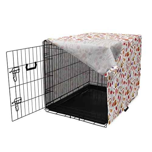 Lunarable BBQ Party Dog Crate Cover, Grilling Themed Food Elements Hamburger Hotdog Steak And Sausage Pattern Cooking, Easy To Use Pet Kennel Cover For Small Dogs Puppies Kittens, 48 Inch, Multicolor 3 Lunarable BBQ Party Dog Crate Cover, Grilling Themed Food Elements Hamburger Hotdog Steak And Sausage Pattern Cooking, Easy To Use Pet Kennel Cover For Small Dogs Puppies Kittens, 48 Inch, Multicolor - Image 3