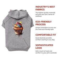 GENERIC Cupcake Dog Hoodie With Pocket - Food Dog Coat - Printed Dog Clothing - Gray, L 18 GENERIC Cupcake Dog Hoodie With Pocket - Food Dog Coat - Printed Dog Clothing - Gray, L -Dog Supplies Store 51Bm1fmcJqL
