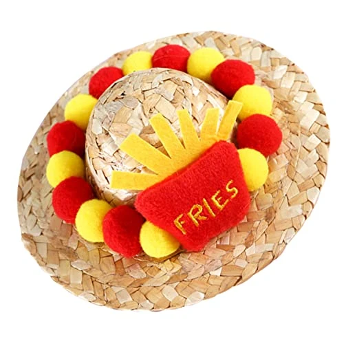 PATKAW 5pcs Cat Dog Straw Hat Mexican Outfit Mexico Hat Summer Outfits French Fry Costume Pet Headgear Cat Cap Decorative Dog Hat Pet Straw Hat Pet Costume Supplies To Weave Small Animals 4 PATKAW 5pcs Cat Dog Straw Hat Mexican Outfit Mexico Hat Summer Outfits French Fry Costume Pet Headgear Cat Cap Decorative Dog Hat Pet Straw Hat Pet Costume Supplies To Weave Small Animals - Image 4