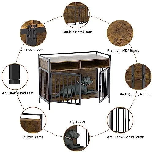 GGUL Furniture Dog Crate Large Dog, Heavy Duty Dog Cages For Medium/Small Dogs Indoor, Super Sturdy Large Dog Kennel With Storage And Anti-Chew 41 Inch 3 GGUL Furniture Dog Crate Large Dog, Heavy Duty Dog Cages For Medium/Small Dogs Indoor, Super Sturdy Large Dog Kennel With Storage And Anti-Chew 41 Inch - Image 3