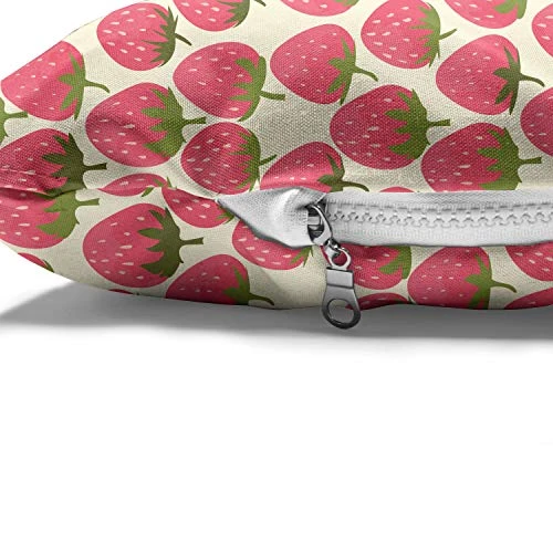 Ambesonne Strawberry Pet Bed, Continuing Pattern Of Fruit Doodles Organic Foods, Chew Resistant Pad For Dogs And Cats Cushion With Removable Cover, 24" X 39", Dark Coral Olive Green 4 Ambesonne Strawberry Pet Bed, Continuing Pattern Of Fruit Doodles Organic Foods, Chew Resistant Pad For Dogs And Cats Cushion With Removable Cover, 24" X 39", Dark Coral Olive Green - Image 4