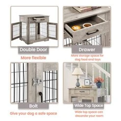 Dog Crate Furniture, Wooden Dog Cages House Pet Kennels With Double Doors And Drawer Indoor End Table Furniture For Medium Large Dog, 30" Grey 16 Dog Crate Furniture, Wooden Dog Cages House Pet Kennels With Double Doors And Drawer Indoor End Table Furniture For Medium Large Dog, 30" Grey -Dog Supplies Store 51CXi6juvjL