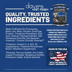 Dave's Pet Food Wet Dog Food (Liver & Beef), Made In USA Naturally Healthy Canned Dog Food, Added Vitamins & Minerals, Wheat & Gluten-Free, 13.2 Oz Cans (Case Of 12) 12 Dave's Pet Food Wet Dog Food (Liver & Beef), Made In USA Naturally Healthy Canned Dog Food, Added Vitamins & Minerals, Wheat & Gluten-Free, 13.2 Oz Cans (Case Of 12) -Dog Supplies Store 51ClcYhcLpL