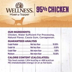 Wellness 95% Chicken Natural Wet Grain Free Canned Dog Food, 13.2-Ounce Can (Pack Of 12) 11 Wellness 95% Chicken Natural Wet Grain Free Canned Dog Food, 13.2-Ounce Can (Pack Of 12) -Dog Supplies Store 51Crl1BrtEL